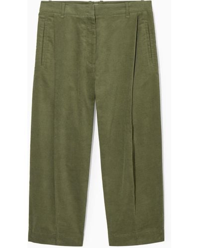 COS Pleated Barrel-leg Corduroy Trousers - Green