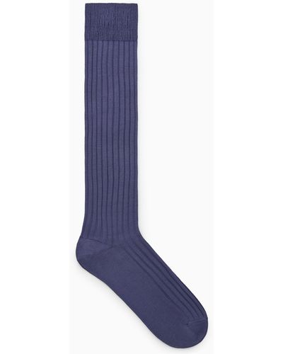 COS Long Ribbed Socks - Blue