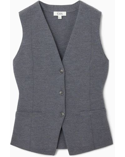 COS Longline Knitted Wool Vest - Grey