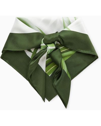 COS Leaf-print Silk Scarf - Green