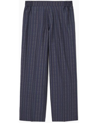 COS Zigzag Stripe Wide-leg Pants - Blue
