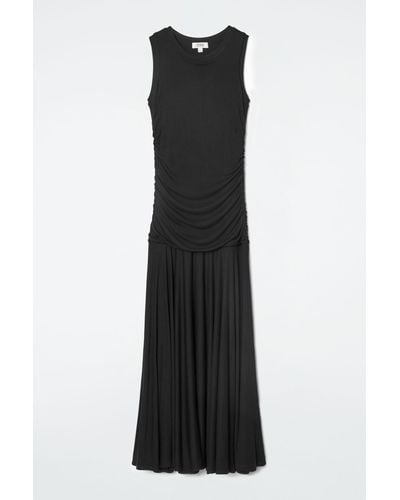 COS Ruched Maxi Dress - Black