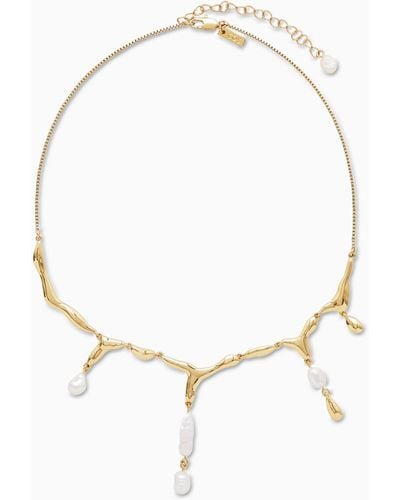 COS Freshwater Pearl Chain Necklace - White