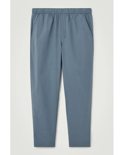 COS Tapered Poplin Pull-on Trousers - Blue