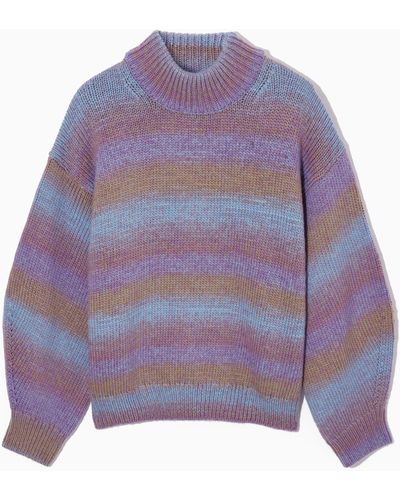 COS Striped Wool Mock-neck Jumper - Purple