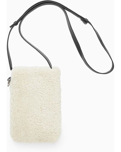 COS Crossbody Pouch - Shearling - White