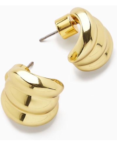 COS Curved Layered Stud Earrings - Metallic