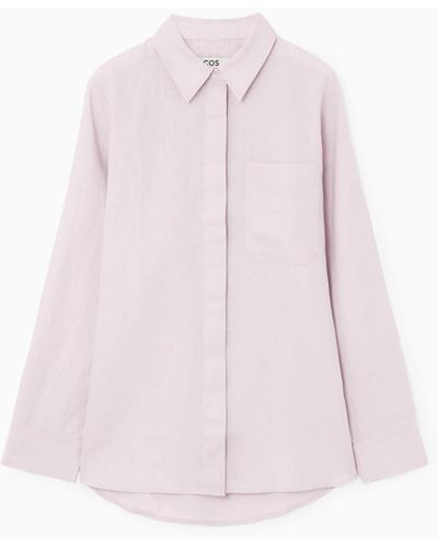 COS Oversized-hemd Aus Leinen - Pink