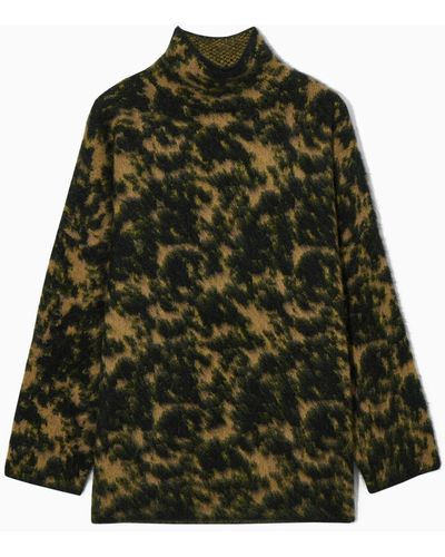 COS Tortoiseshell-jacquard Alpaca-blend Sweater - Green