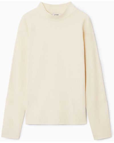 COS Long-sleeved Mock-neck Top - White