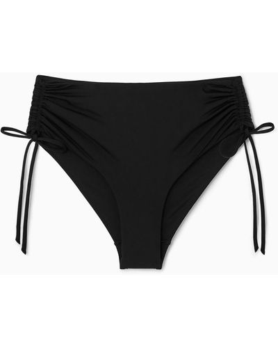 COS Ruched High-waisted Bikini Briefs - Black