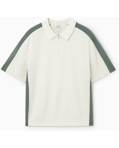 COS Color-block Half-zip Polo Shirt - White