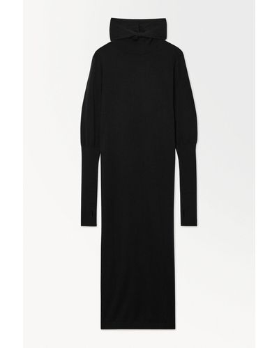 COS The Hooded Wool Dress - Black
