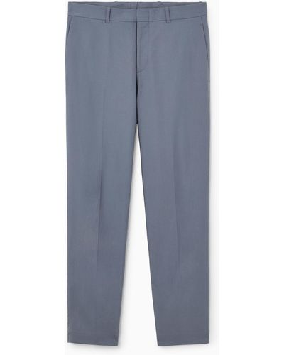 COS Tailored Twill Trousers - Straight - Blue