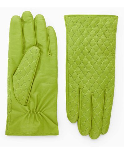 COS Diamond-quilted Leather Gloves - Green
