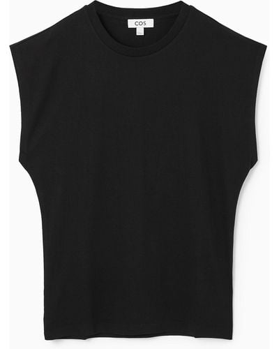 COS Waisted Cap-sleeve T-shirt - Black