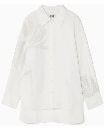 COS Oversized Embroidered Shirt - White