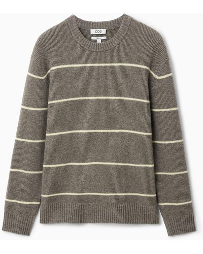 COS Striped Wool And Yak-blend Jumper - Grey