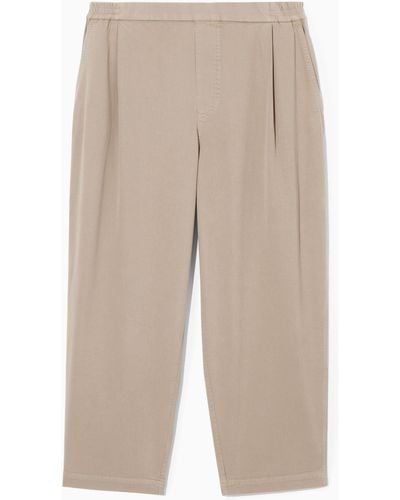 COS Elasticated Twill Trousers - Natural