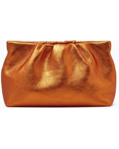 COS Gathered Clutch - Leather - Orange