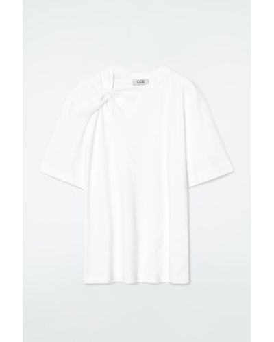COS T-shirt Mit Twist-detail Am Ausschnitt - Weiß