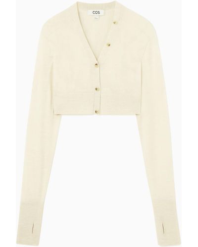 COS Cropped Wool-blend Cardigan - Natural