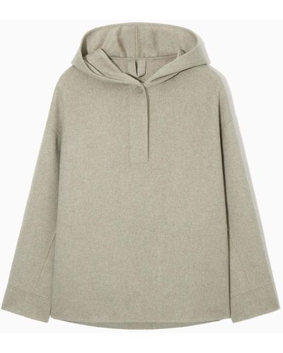 COS Oversized Double-faced Wool Hoodie - White