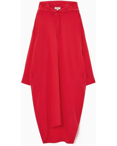 COS Oversized Hooded Silk Dress - Red