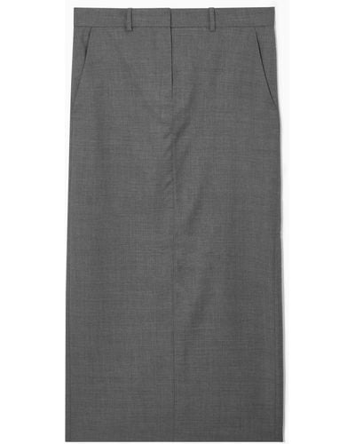 COS Wool Column Maxi Skirt - Grey