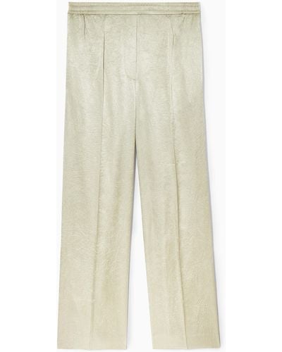 COS Straight-leg Crinkled-satin Trousers - Natural