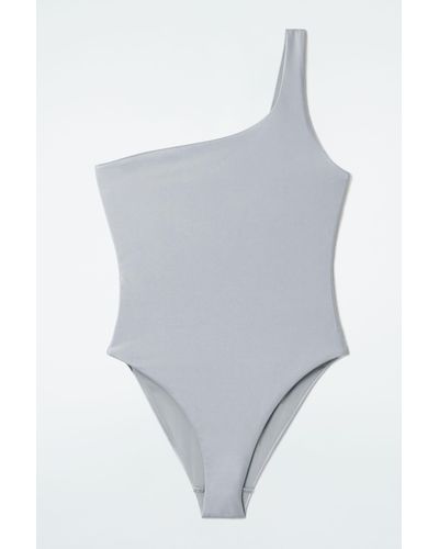 COS Metallic One-shoulder Swimsuit - Grey