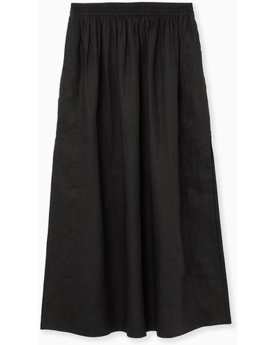 COS Linen A-line Maxi Skirt - Black