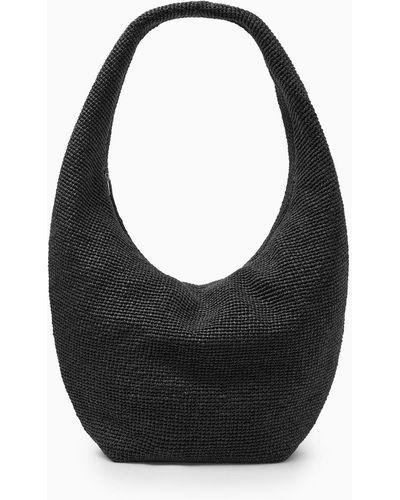 COS Oversized Sling Bag - Raffia - Black