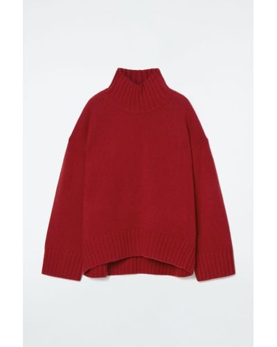COS Chunky Pure Cashmere Turtleneck Jumper - Red