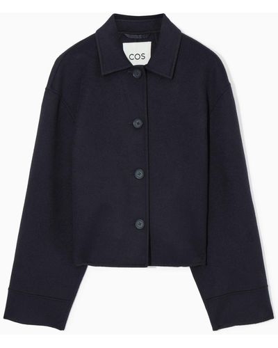COS Boxy Double-faced Wool Jacket - Blue