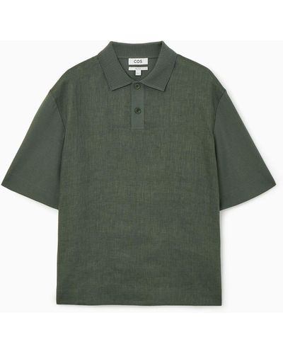 COS Contrast-panel Polo Shirt - Green