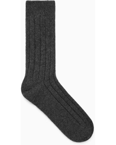 COS Ribbed Cashmere Socks - Black