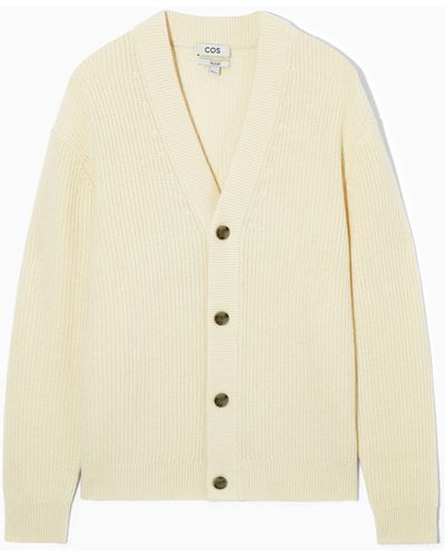 COS Ribbed Wool And Cashmere Cardigan - Natural