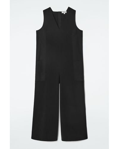 COS Oversized V-neck Jumpsuit - Black