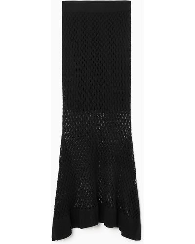 COS Asymmetric Open-knit Skirt - Black