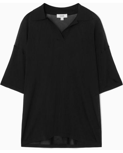 COS Oversized Polo Shirt - Black