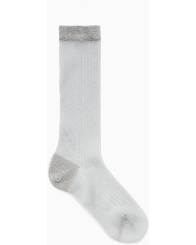 COS Ribbed Sheer Socks - White