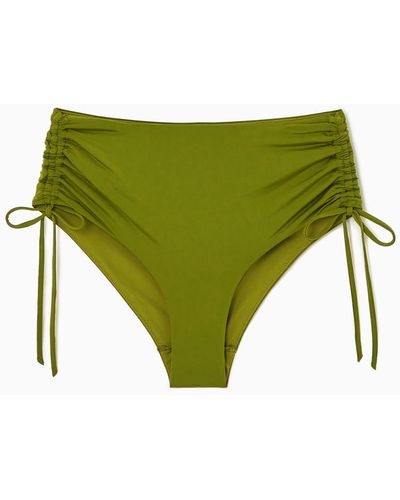 COS Ruched High-waisted Bikini Briefs - Green