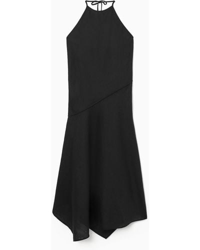 COS Asymmetric Halterneck Dress - Black