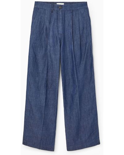 COS Wide-leg Tailored Denim Trousers - Blue