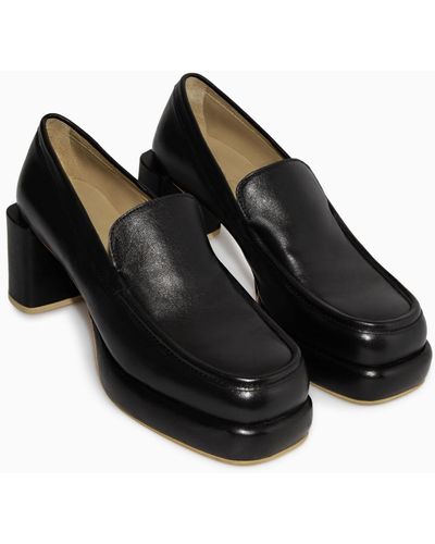 COS Leather Platform Heeled Loafers - Black