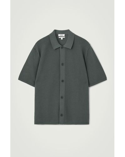 COS Open-knit Short-sleeve Shirt - Gray
