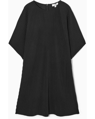 COS Pleated Mini Dress - Black