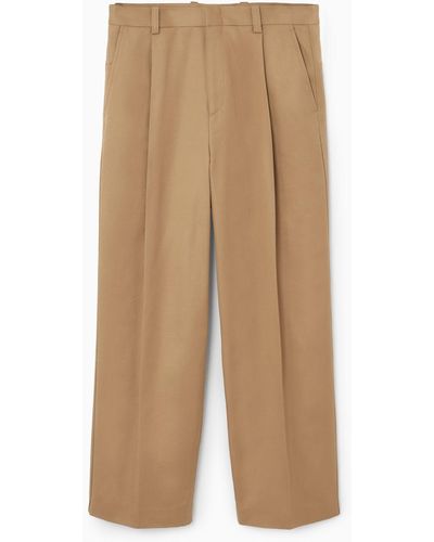 COS Pleated Wide-leg Pants - Natural
