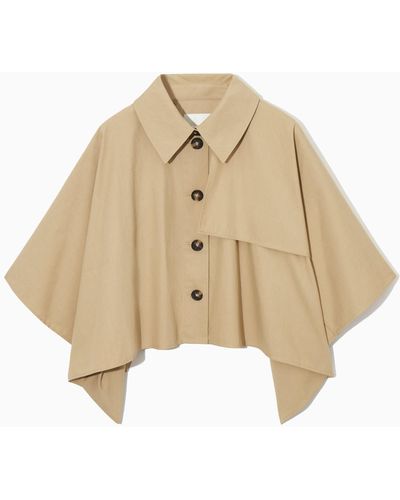 COS Cropped Trench Coat Cape - Natural